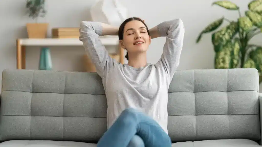 Women relaxing in couch